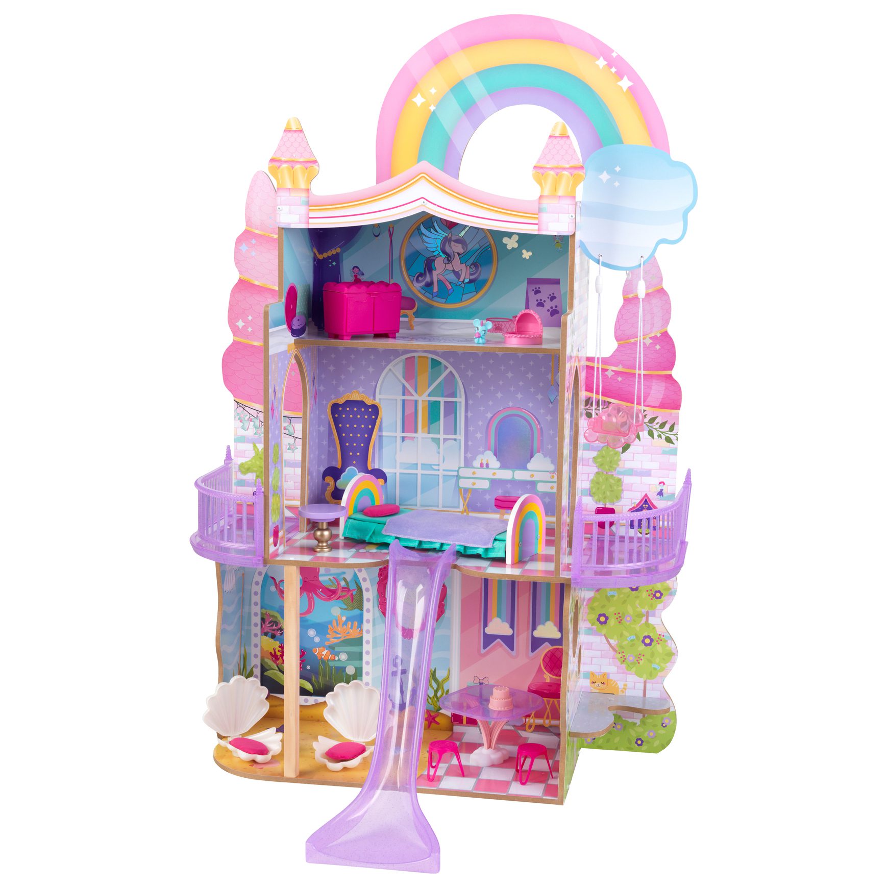 rainbow-dreamers-unicorn-mermaid-dollhouse-with-ez-kraft-assembly
